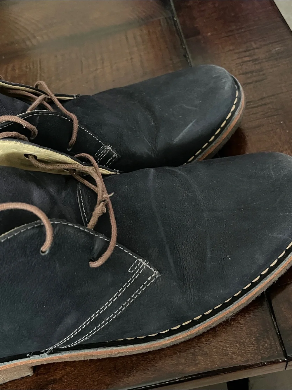 Johnston & Murphy Navy/Black Chukka Boots with Tan Accents